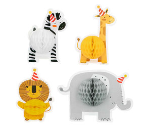 Boland Décoration de table Safari Kids en nid d'abeille 10x15cm | 4 pièces
