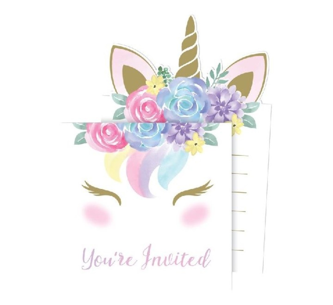 Creative Converting Baby Unicorn Invitations | 8 pieces