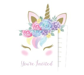 Creative Converting Invitations Bébé Licorne | 8 pièces