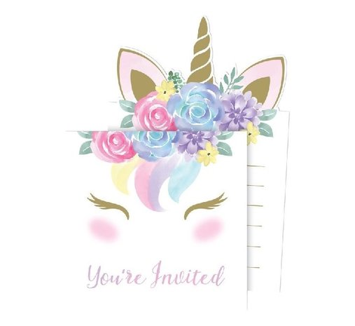 Creative Converting Baby Unicorn Invitations | 8 pieces