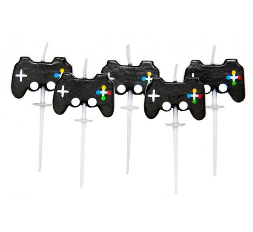 Anniversary House Bougies pour gâteau Gamer 5,5 cm | par lot de 5