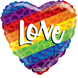 WeFiesta Ballon gonflé à l'hélium LOVE Cœur Arc-en-ciel | à ​​l'unité