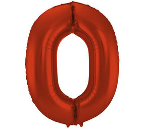 Folat Ballon en aluminium numéro 0 rouge métallisé mat | 86 cm