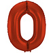 Folat Folienballon Zahl 0, Rot Metallic Matt | 86 cm