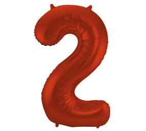 Folat Ballon en aluminium numéro 2 rouge métallisé mat | 86 cm