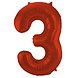 Folat Folienballon Nummer 3, Rot Metallic Matt | 86 cm