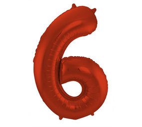 Folat Ballon en aluminium numéro 6 rouge métallisé mat | 86 cm