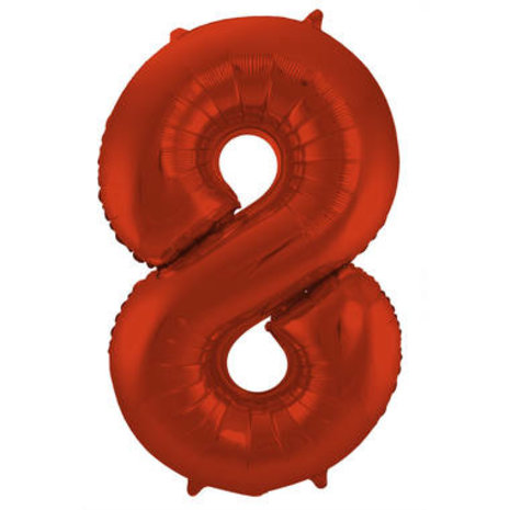 Folat Ballon en aluminium numéro 8 rouge métallisé mat | 86 cm