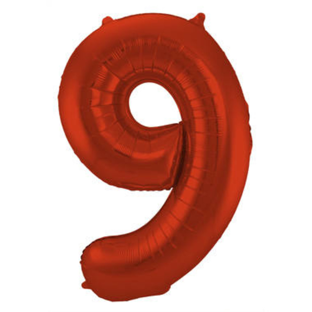 Folat Foil Balloon Number 9 Red Metallic Matte | 86cm