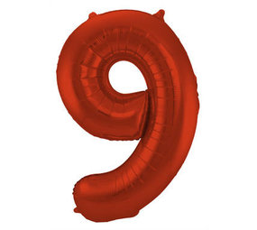 Folat Foil Balloon Number 9 Red Metallic Matte | 86cm