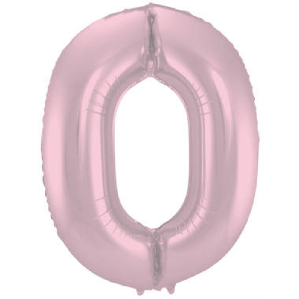 Folat Ballon en aluminium numéro 0 rose pastel mat | 86 cm