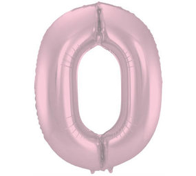 Folat Folie ballon cijfer 0 Mat Pastel Pink | 86cm Folat Folie ballon cijfer 0 Mat Pastel Pink | 86cm