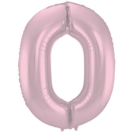 Folat Ballon en aluminium numéro 0 rose pastel mat | 86 cm