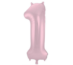 Folat Ballon en aluminium chiffre 1 rose pastel mat | 86 cm
