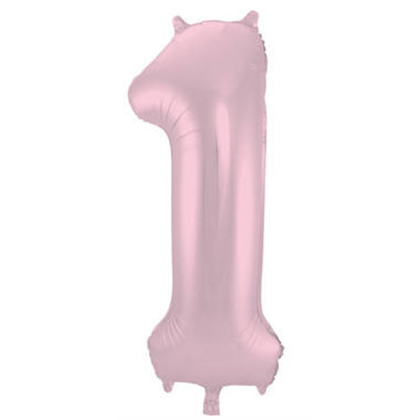 Folat Folie ballon cijfer 1 Mat Pastel Pink | 86cm Folat Folie ballon cijfer 1 Mat Pastel Pink | 86cm