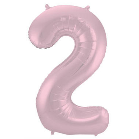 Folat Ballon en aluminium numéro 2 rose pastel mat | 86 cm
