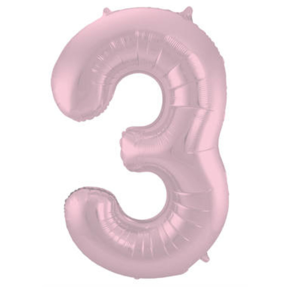 Folat Ballon en aluminium chiffre 3 rose pastel mat | 86 cm