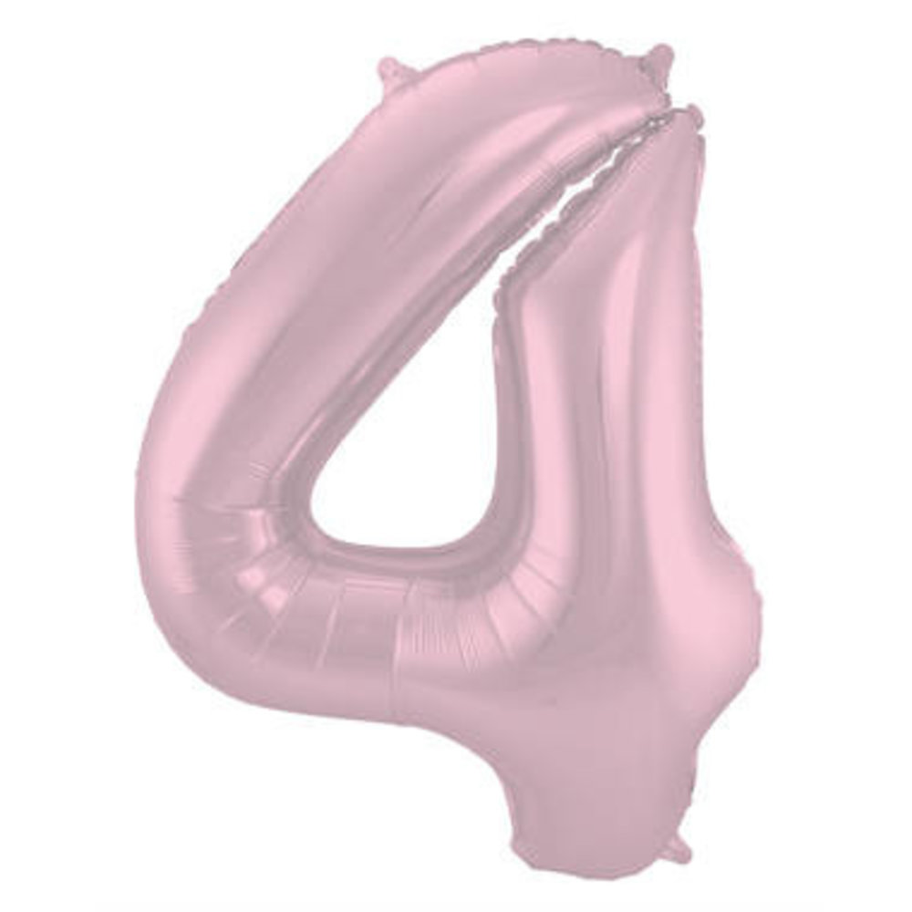 Folat Folienballon Nummer 4, mattes Pastellrosa | 86 cm