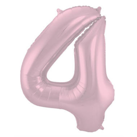 Folat Foil Balloon Number 4 Matte Pastel Pink | 86cm