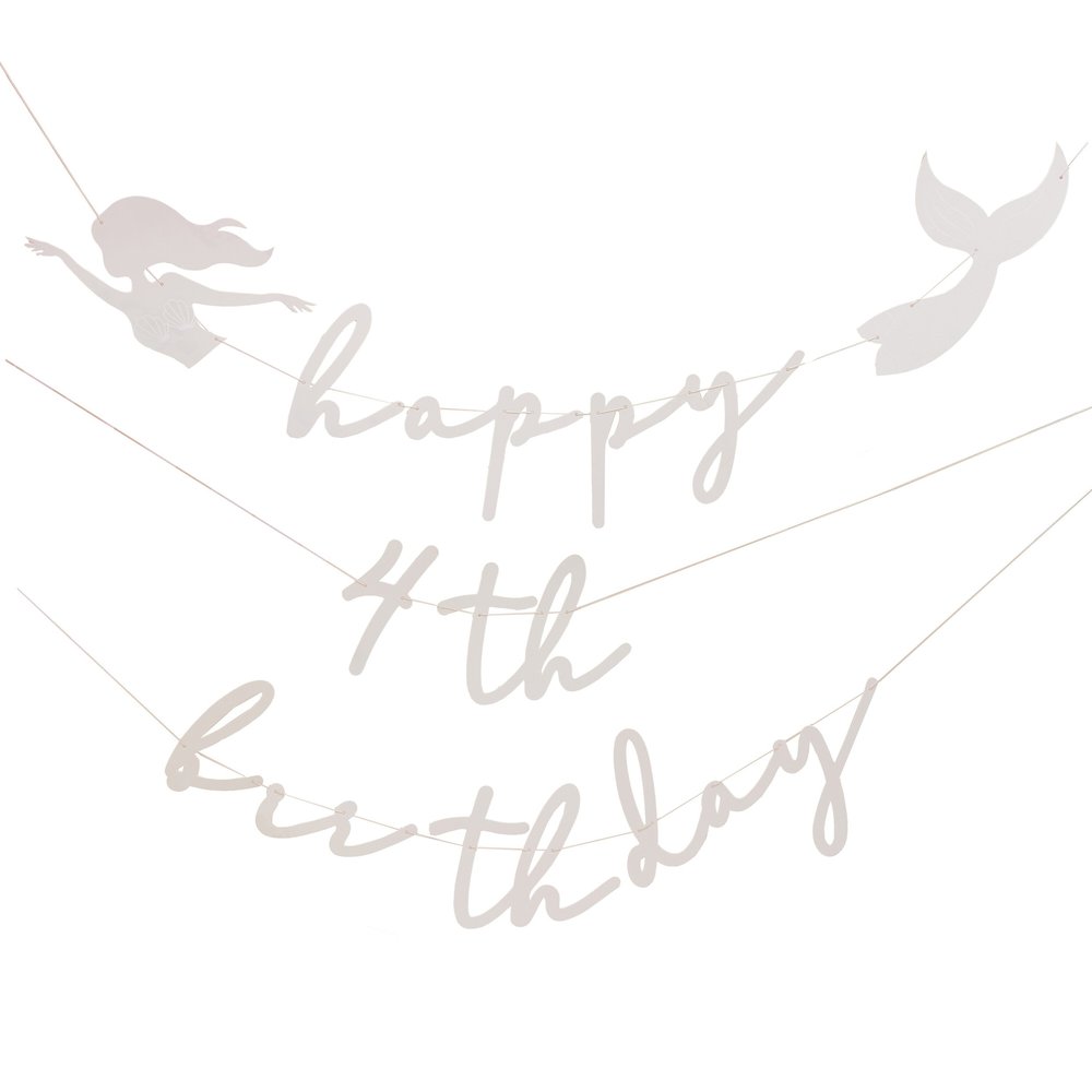 Ginger Ray Zauberhafte Meerjungfrauen-Buchstabengirlande „Alles Gute zum Geburtstag“ mit Altersangabe, 2 x 2 Meter | pro Set