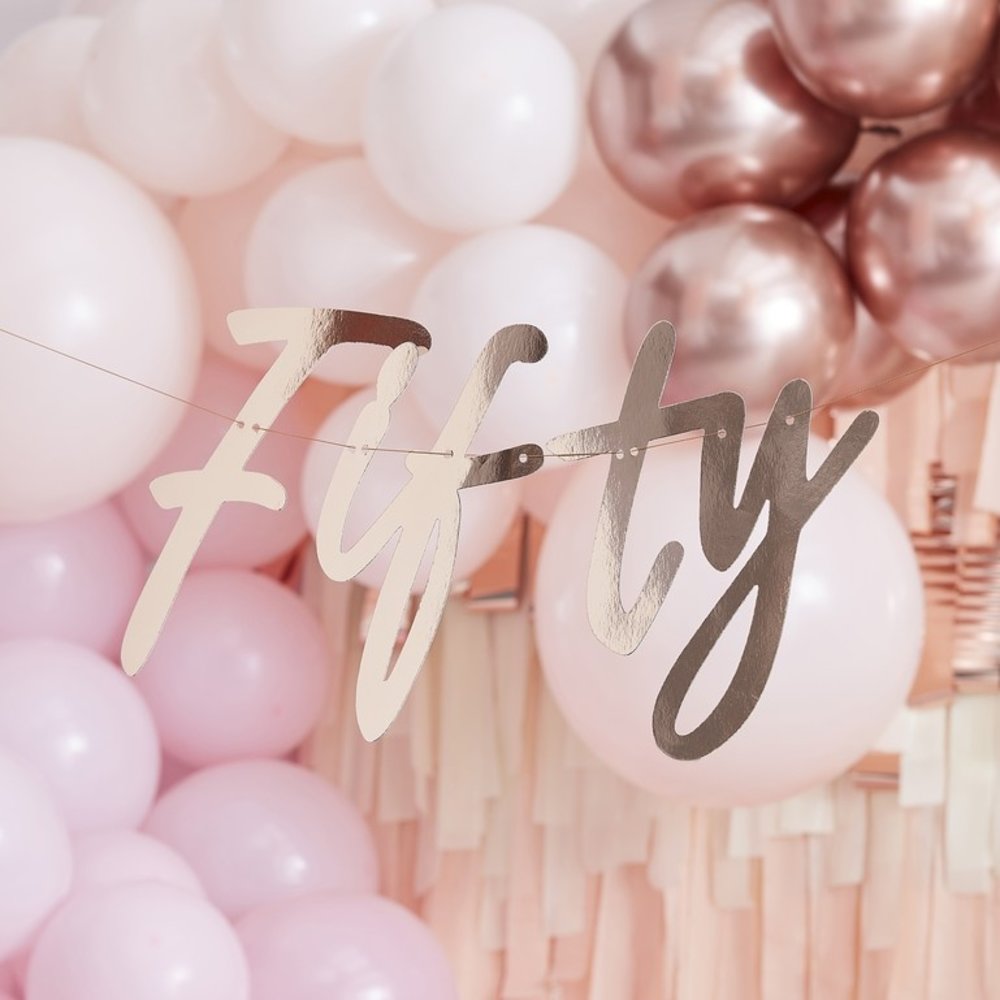 Ginger Ray Girlande mit den Buchstaben „50“ in Roségold | pro Stück