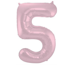 afvoer huurder barrière Folie ballon cijfer 5 Mat Pastel Pink 86cm | Tuf-Tuf Nederland
