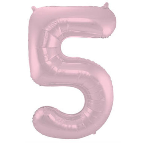 Folat Ballon en aluminium numéro 5 rose pastel mat | 86 cm