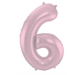 Folat Folienballon Zahl 6, mattes Pastellrosa | 86 cm