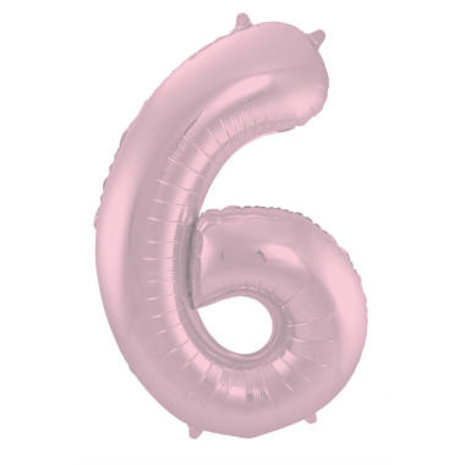 Folat Ballon en aluminium numéro 6 rose pastel mat | 86 cm