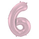 Folat Ballon en aluminium numéro 6 rose pastel mat | 86 cm