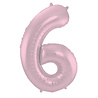 Folat Foil Balloon Number 6 Matte Pastel Pink | 86cm