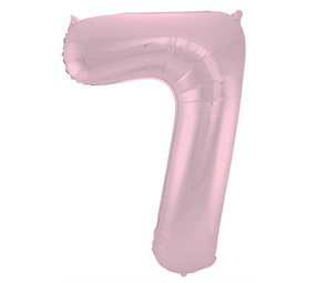 Folat Folienballon Nummer 7, mattes Pastellrosa | 86 cm