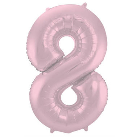 Folat Ballon en aluminium numéro 8 rose pastel mat | 86 cm