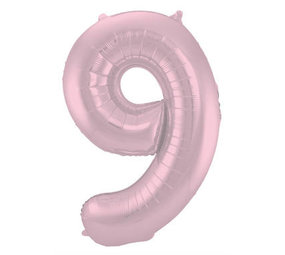 Folat Folienballon Nummer 9, mattes Pastellrosa | 86 cm