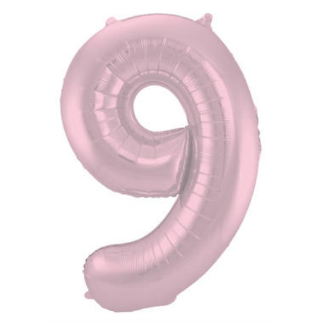 Folat Folienballon Nummer 9, mattes Pastellrosa | 86 cm