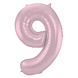 Folat Ballon en aluminium numéro 9 rose pastel mat | 86 cm