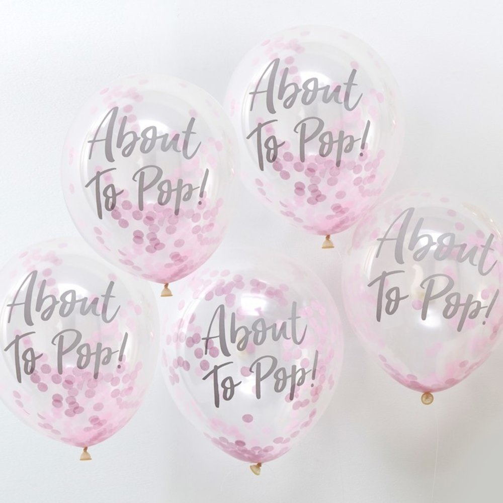 Ginger Ray Pink confetti balloons About to pop! | 5 pieces
