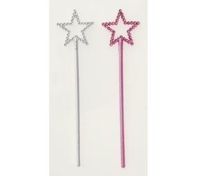 Unique Party Baguette magique de princesse miniature argentée et rose | 8 pièces