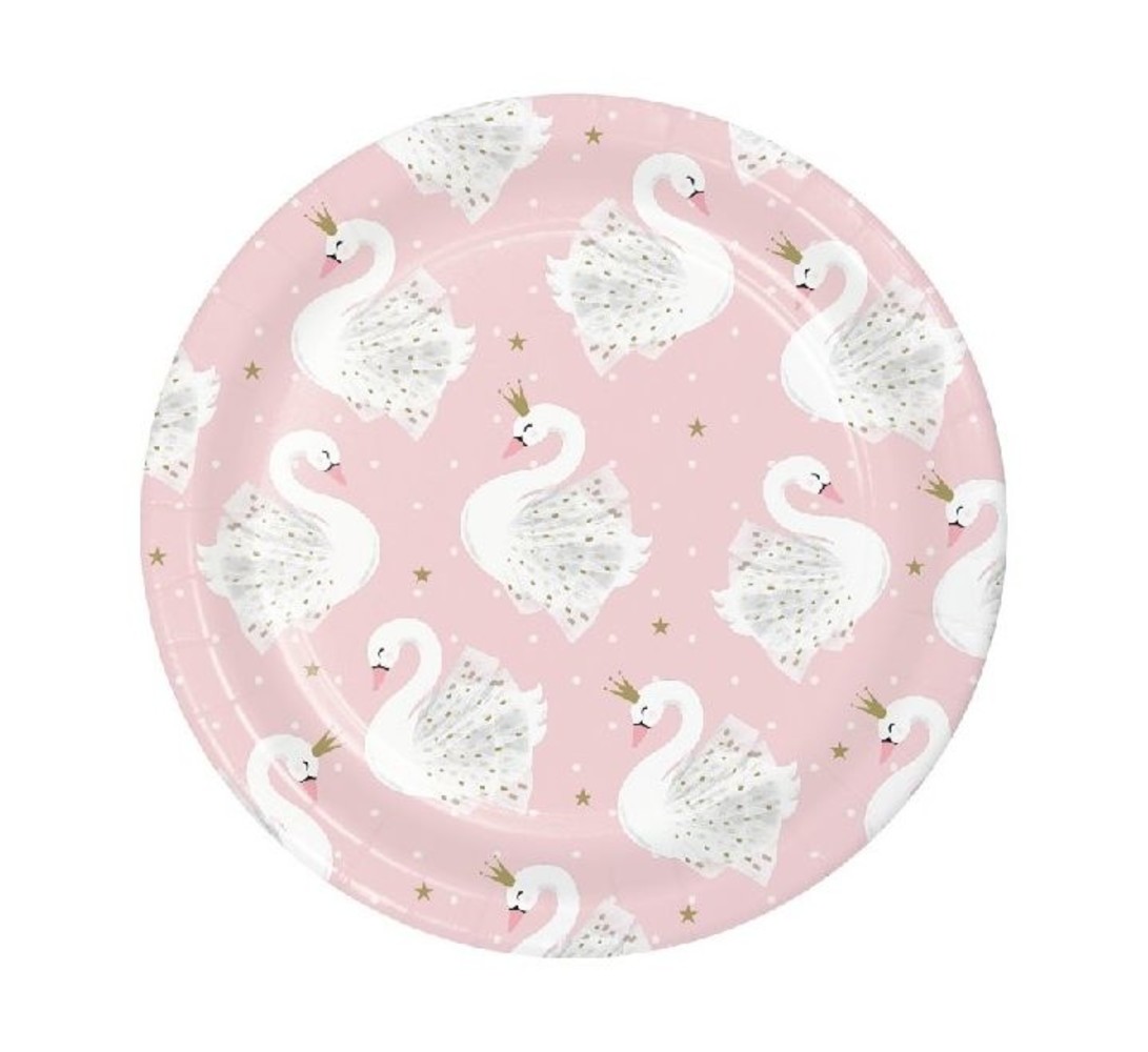 Creative Converting Assiettes cygne 18 cm | 8 pièces