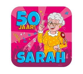 Paper Dreams Plaque de porte Sarah Cartoon 50 ans 50 cm | à l'unité