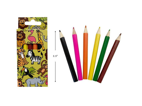 LG Imports Crayons de couleur Animaux de la jungle 9 cm | 24 boîtes