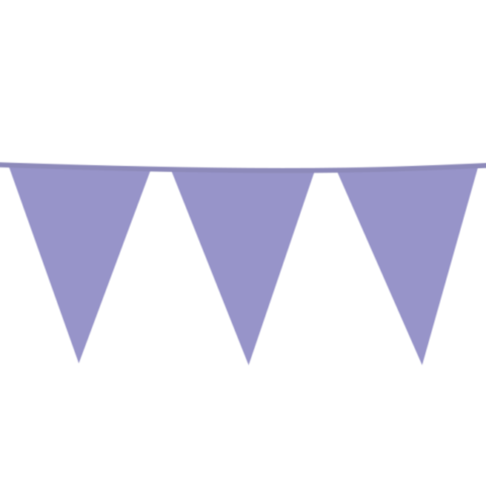 WeFiesta XL lilac plastic flag garland | 10 meters