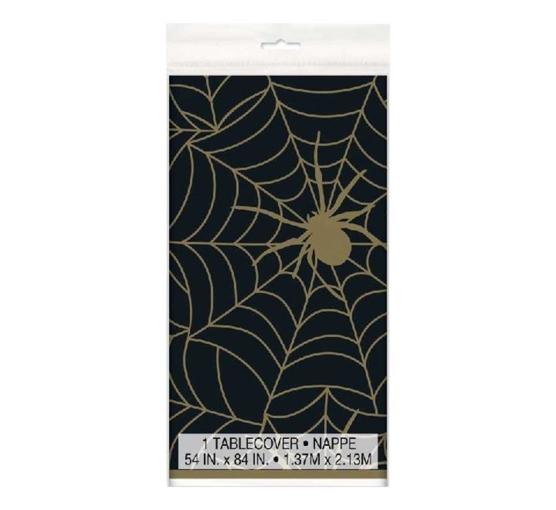 Unique Party Nappe toile d'araignée noire et dorée 137 x 213 cm | à l'unité