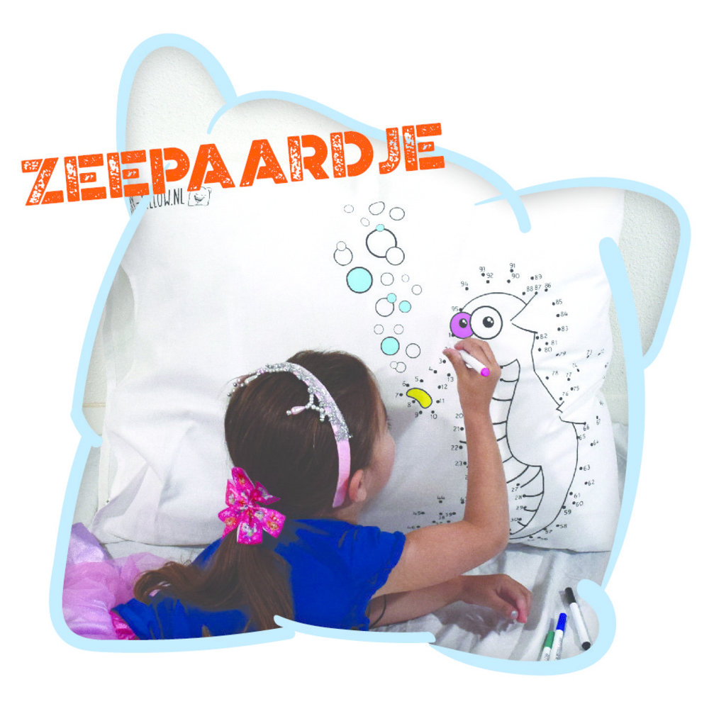 Happy Pillow Happy Pillow Kussensloop DIY Zeepaardje 69x58cm | per stuk Happy Pillow Happy Pillow Kussensloop DIY Zeepaardje 69x58cm | per stuk