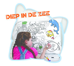Happy Pillow Happy Pillow Kussensloop DIY Diep In De Zee 69x58cm | per stuk Happy Pillow Happy Pillow Kussensloop DIY Diep In De Zee 69x58cm | per stuk