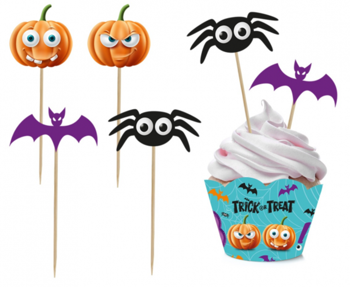 Godan Halloween BOO! Picks with Cupcake Wrappers | 2 x 6 pieces