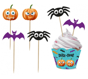 Godan Halloween BOO! prikkers met cupcake wrappers  | 2 x 6 stuks