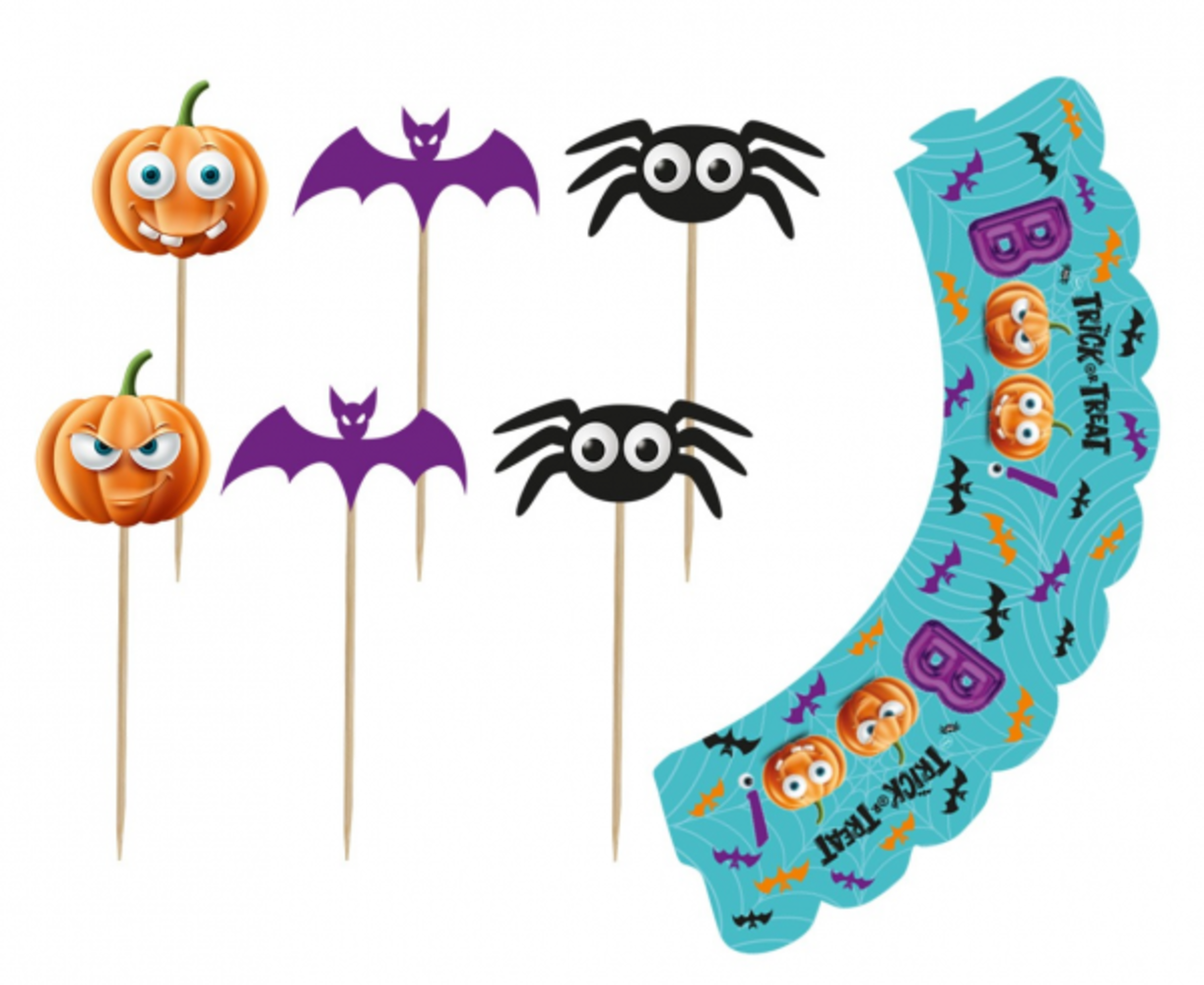 Godan Halloween BOO! Picks with Cupcake Wrappers | 2 x 6 pieces