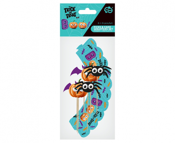 Godan Halloween BOO! Picks with Cupcake Wrappers | 2 x 6 pieces