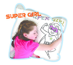 Happy Pillow Super Girl Happy Pillow Kussensloop DIY 69x58cm | per stuk Happy Pillow Super Girl Happy Pillow Kussensloop DIY 69x58cm | per stuk